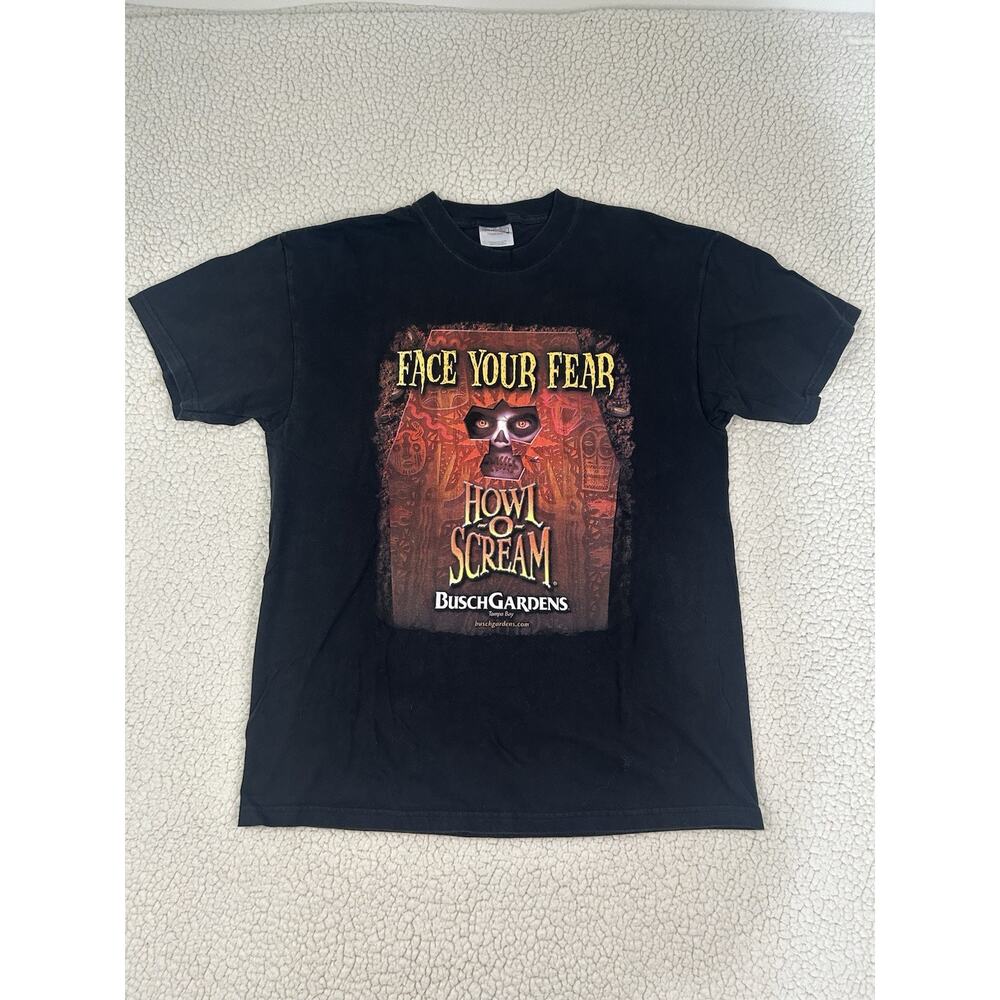 Vintage Busch Gardens Howl O Scream Shirt Mens Large Black Halloween Tampa Fear